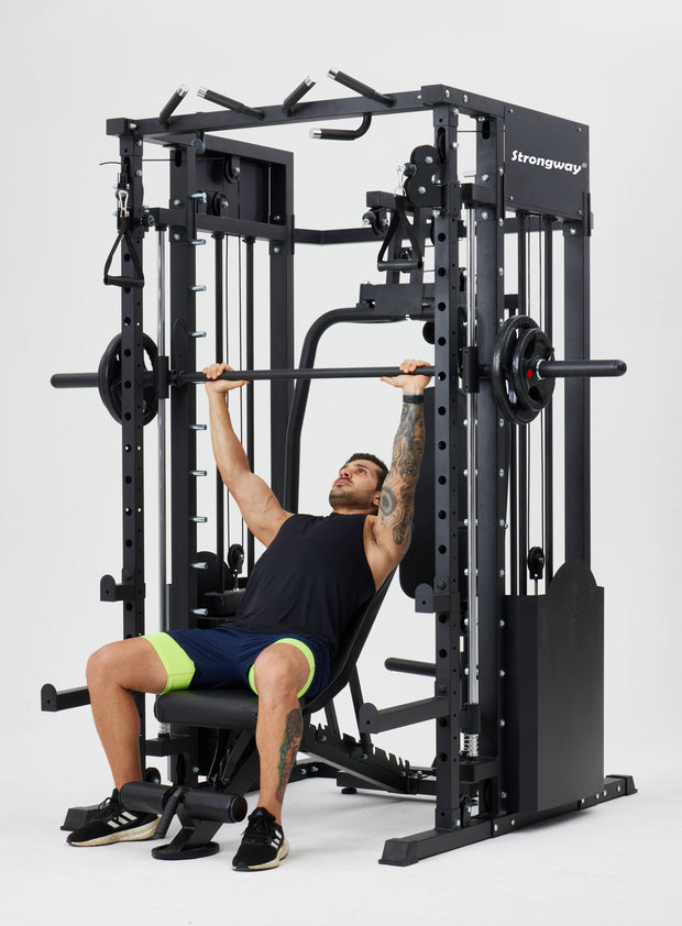 Strongway Multi Gym Smith Machine with Weights - Multifunction Home Gym Machine