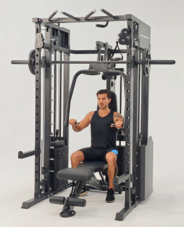 Strongway ULTIMATE Multi Gym Smith Machine with Weights (3 Weight Stacks) - Multifunction Home Gym Machine