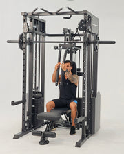 Strongway ULTIMATE Multi Gym Smith Machine with Weights (3 Weight Stacks) - Multifunction Home Gym Machine