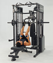 Strongway ULTIMATE Multi Gym Smith Machine with Weights (3 Weight Stacks) - Multifunction Home Gym Machine