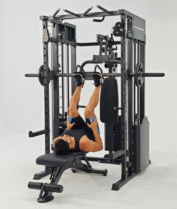 Strongway ULTIMATE Multi Gym Smith Machine with Weights (3 Weight Stacks) - Multifunction Home Gym Machine