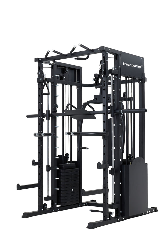 Strongway ULTIMATE Multi Gym Smith Machine with Weights (3 Weight Stacks) - Multifunction Home Gym Machine