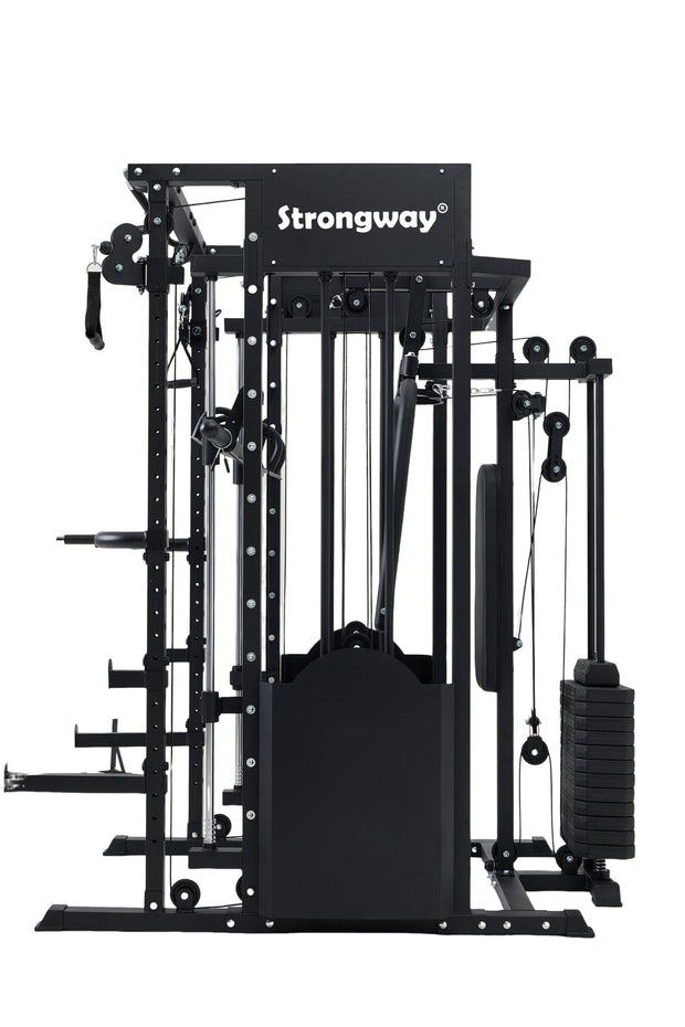 Strongway ULTIMATE Multi Gym Smith Machine with Weights (3 Weight Stacks) - Multifunction Home Gym Machine