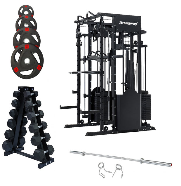 Strongway ULTIMATE Multi Gym Smith Machine (3 WEIGHT STACKS) with Weights Packages