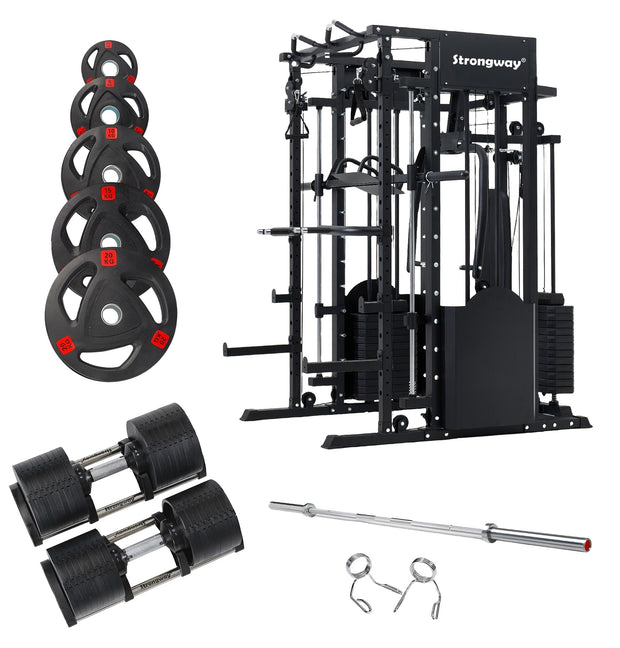 Strongway ULTIMATE Multi Gym Smith Machine (3 WEIGHT STACKS) with Weights Packages