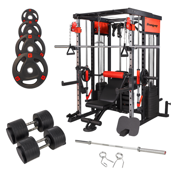 Strongway PREMIUM Multi Gym Smith Machine (3 WEIGHT STACKS) with Weights Packages