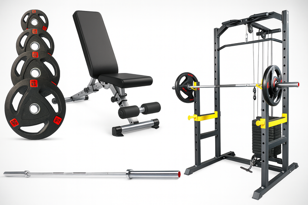 Strongway Half Power Rack with Weight Stack and Pulley System Packages