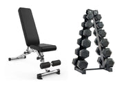 Strongway Gym Supplies 2.5-15KG PACKAGE / Adjustable Weight Bench (Foldable) Complete Hex Dumbbells Set with Storage Stand + Adjustable Weight Bench Packages