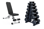 Strongway Gym Supplies 2.5-15KG PACKAGE / Adjustable Weight Bench (Foldable) Complete Hex Dumbbells Set with Storage Stand + Adjustable Weight Bench Packages