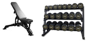 Strongway Gym Supplies 5-20KG PACKAGE / Adjustable Weight Bench (Heavy Duty) Complete Rubber Dumbbells Set with 3 Tier Storage Rack + Adjustable Weight Bench