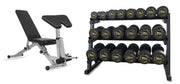 Strongway Gym Supplies 5-20KG PACKAGE / Adjustable Weight Bench with Preacher Curl and Leg Workout Complete Rubber Dumbbells Set with 3 Tier Storage Rack + Adjustable Weight Bench