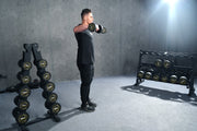 Strongway Gym Supplies Complete Rubber Dumbbells Set with Storage Stand + Adjustable Weight Bench