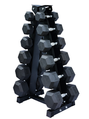 STRONGWAY Complete Hex Dumbbells Set with Storage Stand