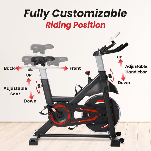 Strongway Gym Supplies Indoor Spin Exercise Bike – Adjustable Resistance and Performance Monitoring