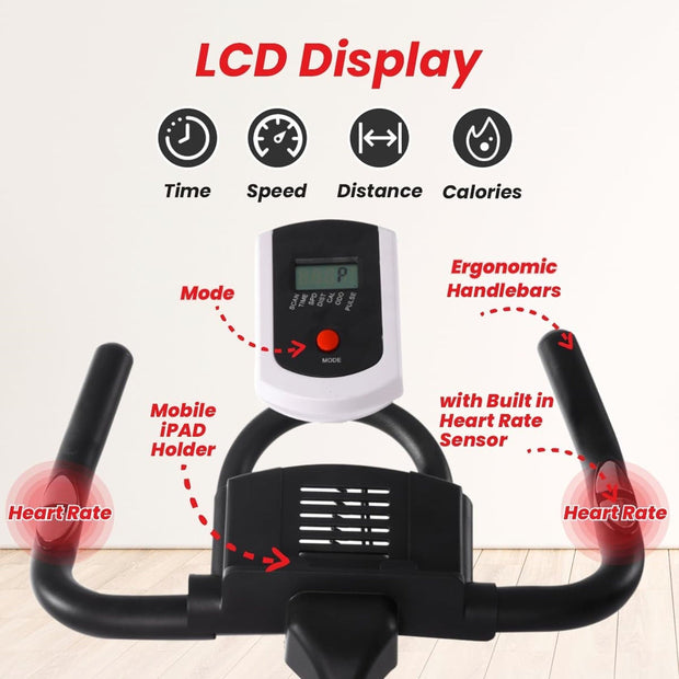 Strongway Gym Supplies Indoor Spin Exercise Bike – Adjustable Resistance and Performance Monitoring