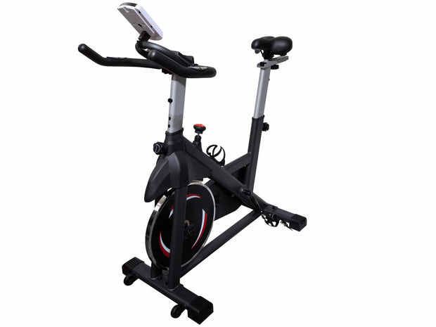 Strongway Gym Supplies Indoor Spin Exercise Bike – Adjustable Resistance and Performance Monitoring