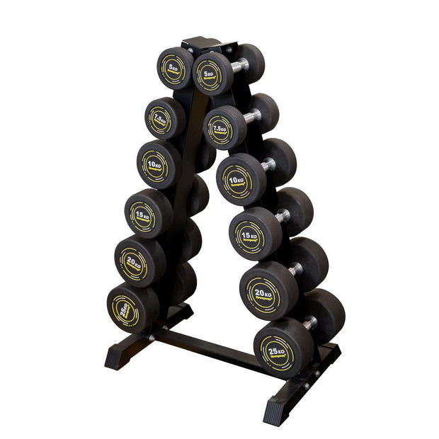 Strongway Complete Rubber Dumbbells Set with Storage Stand and Adjustable Weight Bench