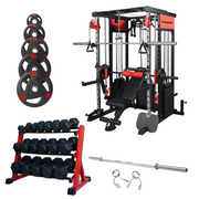 Strongway PREMIUM Multi Gym Smith Machine (3 WEIGHT STACKS) with Weights Packages
