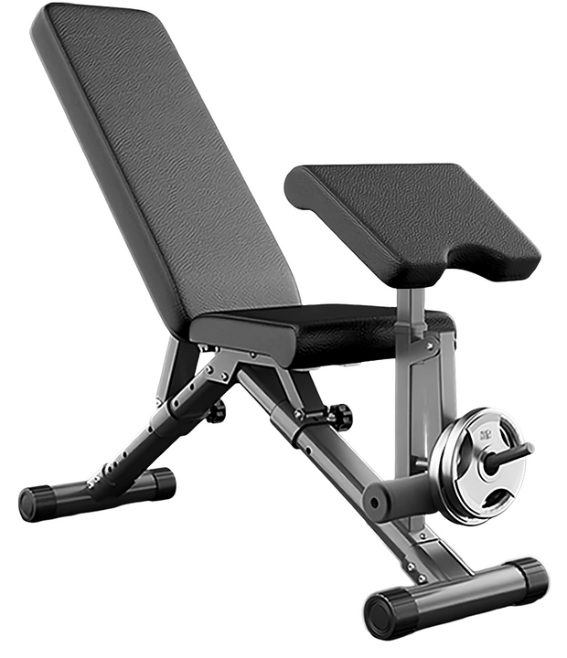 STRONGWAY Adjustable Weight Bench with Preacher Curl and Leg Workout (Foldable)