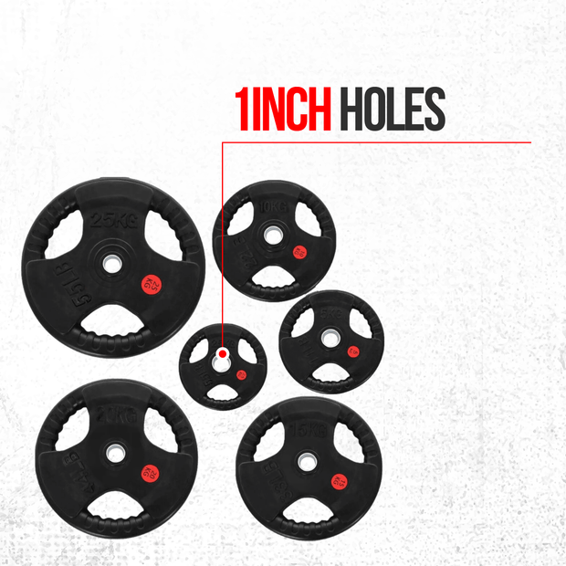 Strongway Gym Supplies Strongway 1 Inch (1"/25mm) Tri-Grip Weight Plates