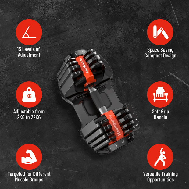 STRONGWAY™ 22KG Adjustable Dumbbells Set (Pair)