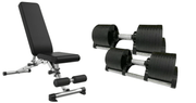 Strongway Gym Supplies 32KG Adjustable Dumbbells + Adjustable Bench / WITHOUT Stand Strongway 32KG Adjustable Dumbbells Set (PAIR) with Stand and Adjustable Weight Bench