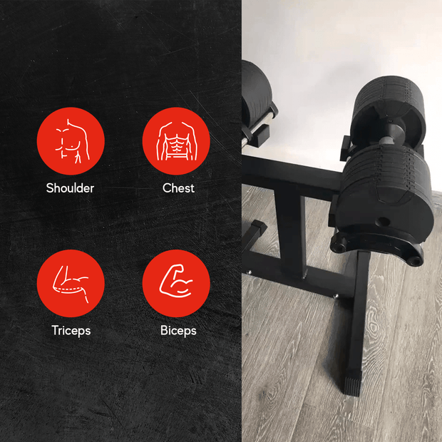 Strongway Gym Supplies Strongway 32KG Adjustable Dumbbells Set (PAIR) with Stand