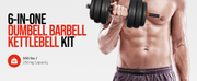 Strongway Gym Supplies Strongway Adjustable 6 in 1 Dumbbell Barbell Kettlebell Push Up Set - 20KG, 30KG and 40KG SETS