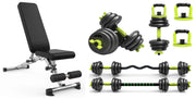 Strongway Gym Supplies 20KG Set with Adjustable Bench Strongway Adjustable 6 in 1 Dumbbell Barbell Kettlebell Push Up Set - 20KG, 30KG and 40KG SETS with Adjustable Weight Bench