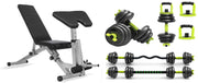 Strongway Gym Supplies 20KG Set with Adjustable Bench Strongway Adjustable 6 in 1 Dumbbell Barbell Kettlebell Push Up Set - 20KG, 30KG and 40KG SETS with Adjustable Weight Bench