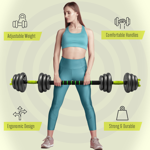 Strongway Gym Supplies Strongway Adjustable 6 in 1 Dumbbell Barbell Kettlebell Push Up Set - 20KG, 30KG and 40KG SETS with Adjustable Weight Bench
