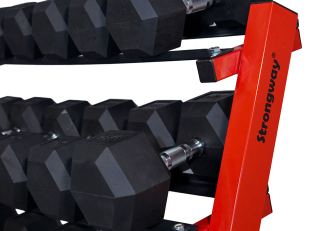 Strongway Gym Supplies Strongway Complete Hex Dumbbells Set with 3 Tier Storage Rack + Adjustable Weight Bench