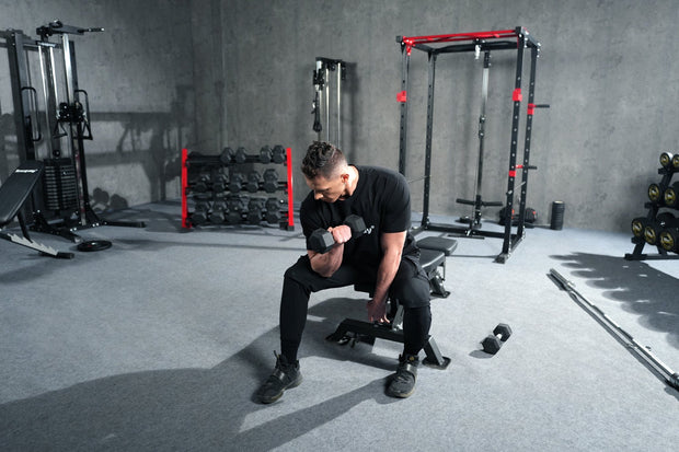 Strongway Gym Supplies Strongway Complete Hex Dumbbells Set with 3 Tier Storage Rack + Adjustable Weight Bench