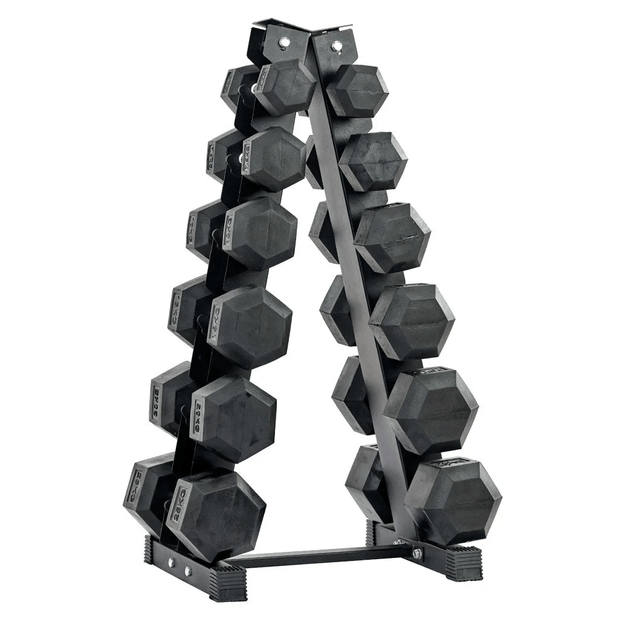 Strongway Gym Supplies Strongway Complete Hex Dumbbells Set with Storage Stand and Adjustable Weight Bench