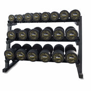 Strongway Gym Supplies 5-20KG PACKAGE Strongway Complete Rubber Dumbbells Set with 3 Tier Storage Rack