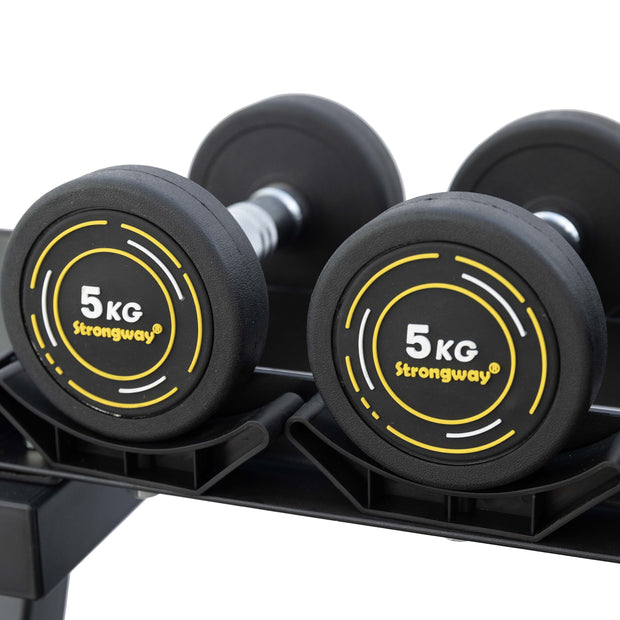 Strongway Gym Supplies Strongway Complete Rubber Dumbbells Set with 3 Tier Storage Rack