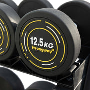 Strongway Gym Supplies Strongway Complete Rubber Dumbbells Set with 3 Tier Storage Rack