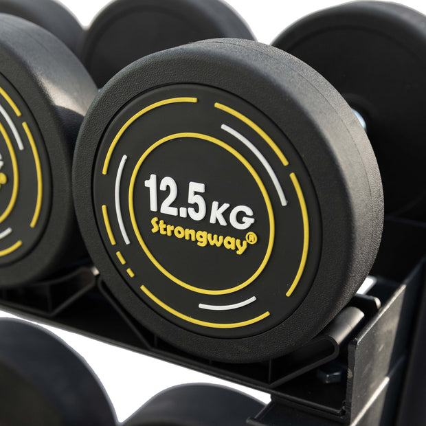 Strongway Gym Supplies Strongway Complete Rubber Dumbbells Set with 3 Tier Storage Rack