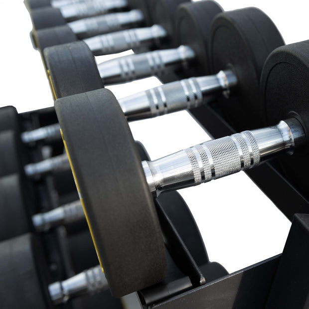 Strongway Gym Supplies Strongway Complete Rubber Dumbbells Set with 3 Tier Storage Rack