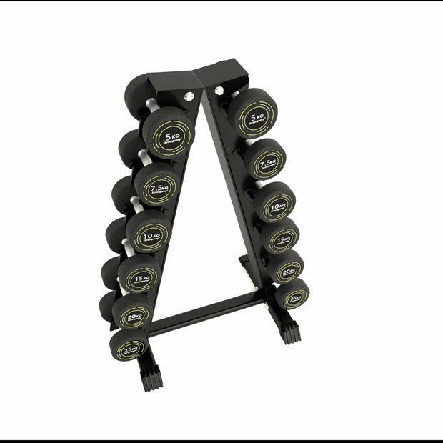 Strongway Gym Supplies Strongway Complete Rubber Dumbbells Set with Storage Stand and Adjustable Weight Bench