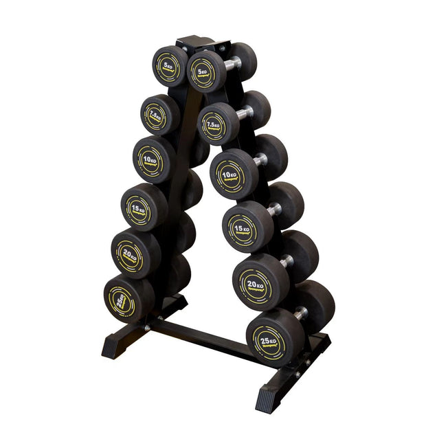 Strongway Gym Supplies 5-20KG PACKAGE Strongway Complete Rubber Dumbbells Set with Storage Stand