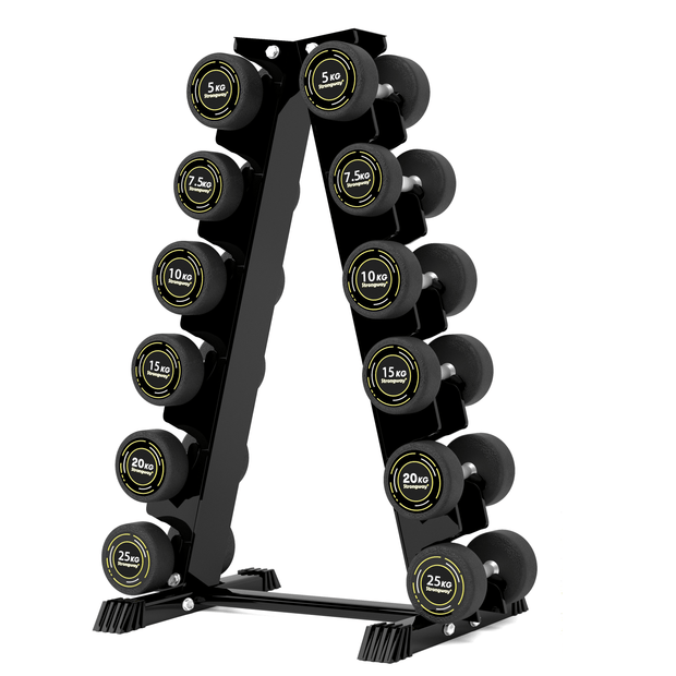 Strongway Gym Supplies Strongway Complete Rubber Dumbbells Set with Storage Stand