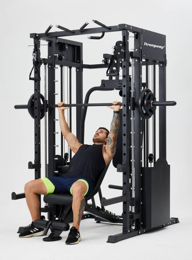 Strongway Gym Supplies Strongway ELITE Multi Gym Smith Machine with Weights - Multifunction Home Gym Machine