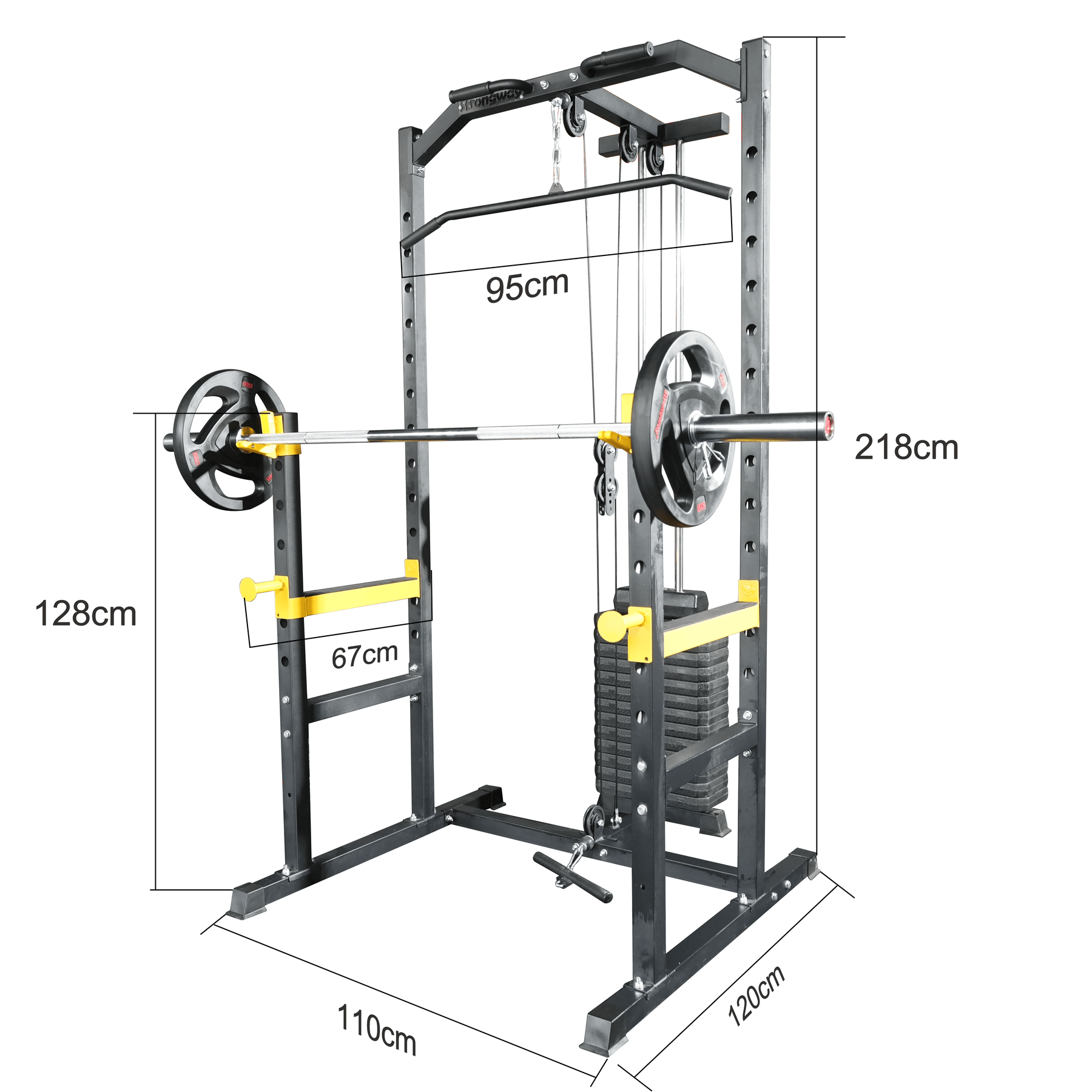 Strongway Half Power Rack with Weight Stack and Pulley System ...