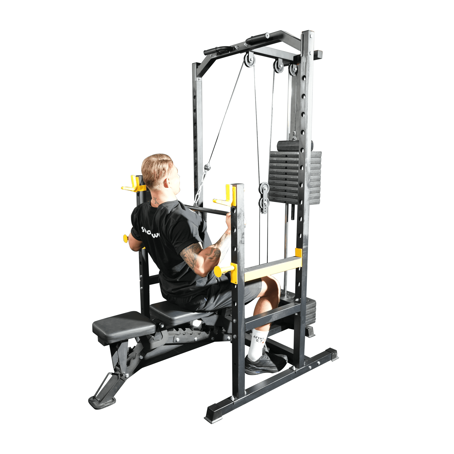 Strongway Half Power Rack with Weight Stack and Pulley System