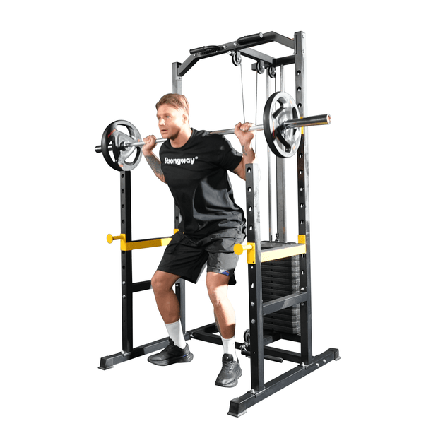 Strongway Gym Supplies Strongway Half Power Rack with Weight Stack and Pulley System Packages