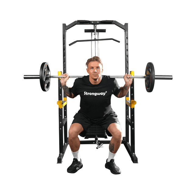 Strongway Gym Supplies Strongway Half Power Rack with Weight Stack and Pulley System Packages