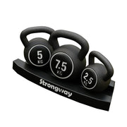 Strongway Gym Supplies Strongway Kettlebell Set - 2.5KG 5KG 7.5KG Kettlebells with Stand