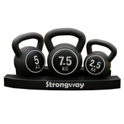 Strongway Gym Supplies Strongway Kettlebell Set - 2.5KG 5KG 7.5KG Kettlebells with Stand