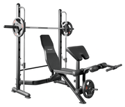Strongway Gym Supplies Multi-Function Weight Bench with No Weight Plates Strongway Multi-Function Adjustable Bench with Preacher Curl, Leg Extension, Smith Bar & Weights Sets